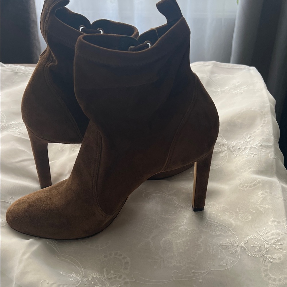 Jimmy Choo Mallory Rich Brown Suede Heeled Boots size 39 or 9US